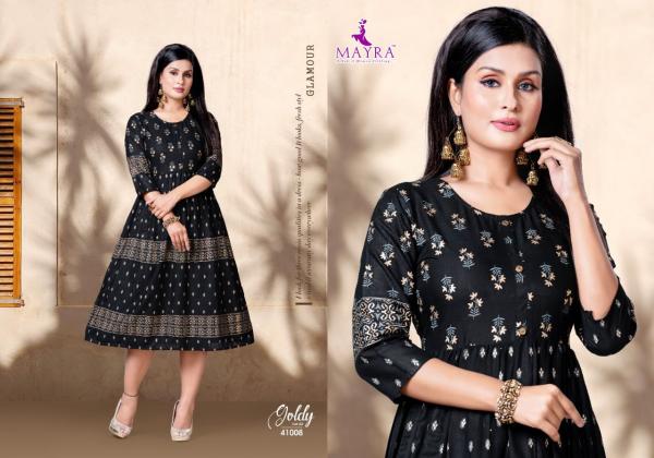 Mayra Goldy 2 Stylist Rayon Gold Print Kurti